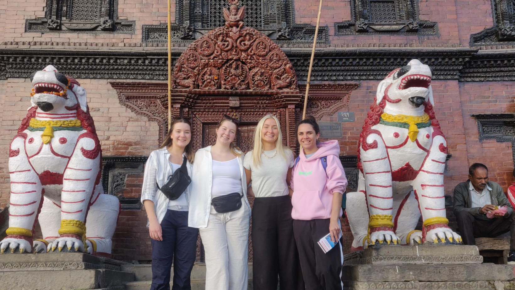 Sarah and her group on their cultural orientation upon arriving in Nepal.