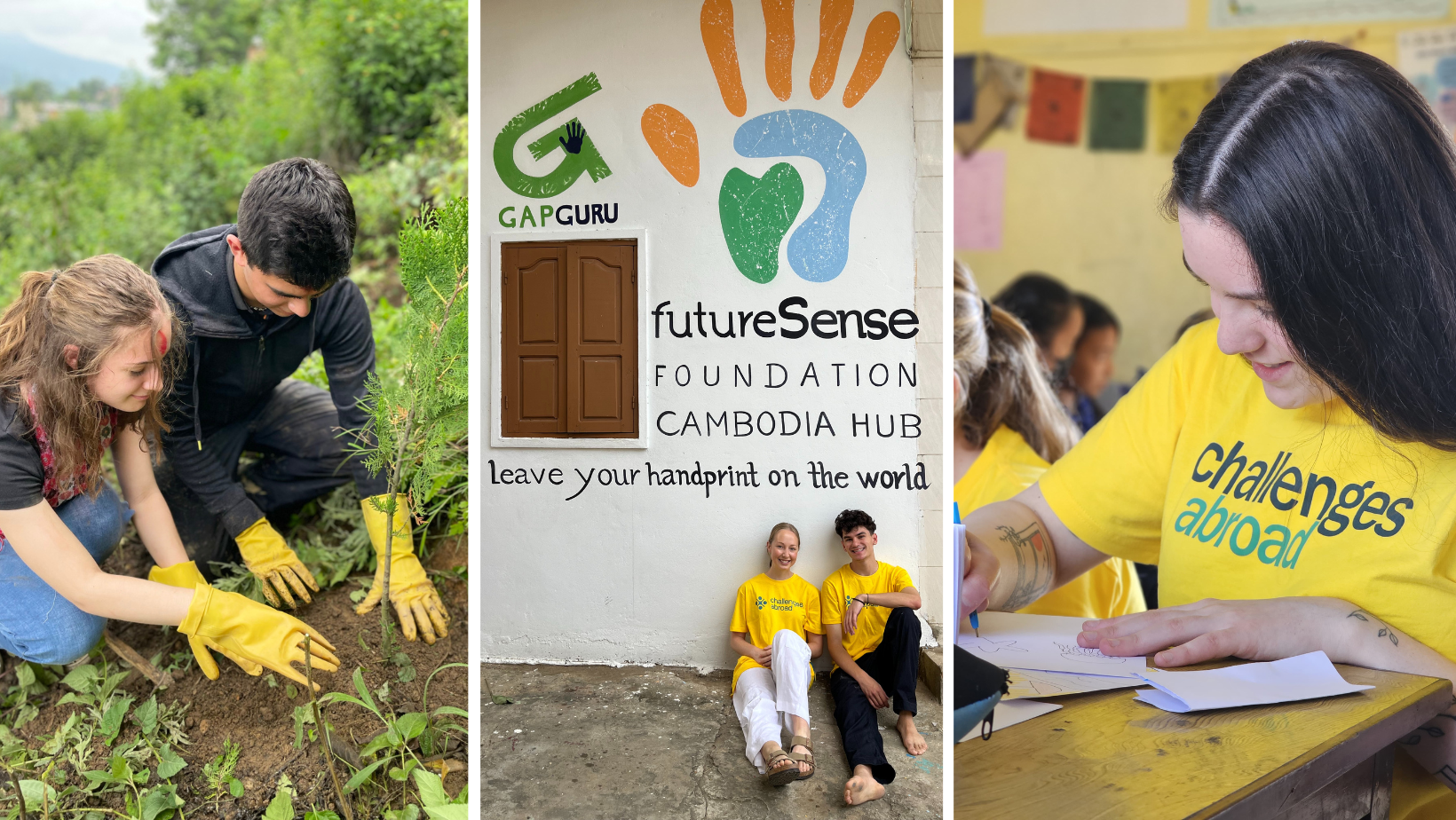 university students volunteer abroad in Nepal and Cambodia, climate action, tree-planting, volunteer programs